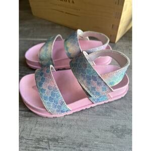 Capelli New York Toddler Girls Pink Flip Flop Sandals Mermaid Glitter Comfort 6